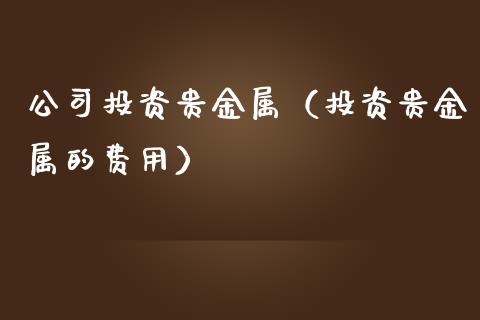 贵金属期货入门(贵金属期货怎么玩)